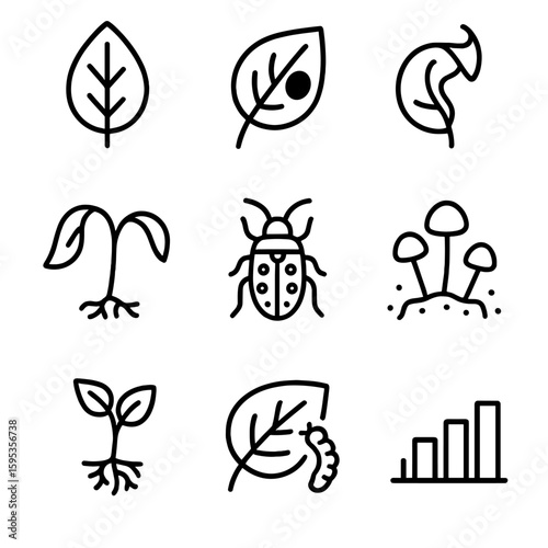 Symptom root icons vector plant curled spot icon nutrient stem brown rot
