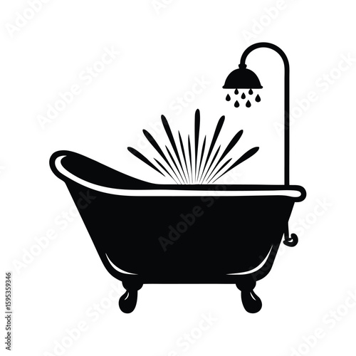 Vintage Clawfoot Bathtub Shower Silhouette