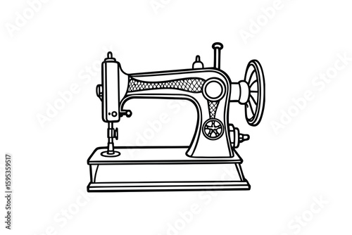 Vintage Sewing Machine Illustration in Black and White a classic design for sewing enthusiasts tailors and craft projects perfect for logos icons and creative designs