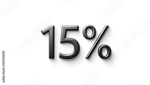 15% Off - Black 3D Glossy Text for Sales and Promotions