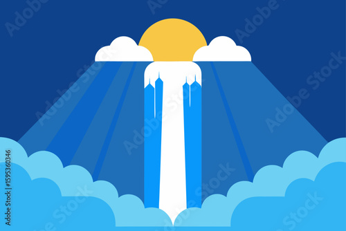sun piercing through clouds over skogafoss  .svg
