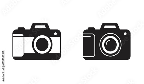 Two Camera Icons in Black and White for Photography and Capture