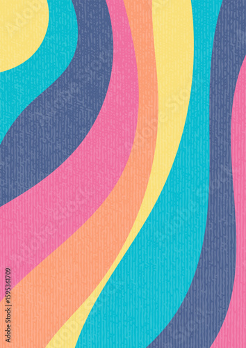 Colorful Retro Wavy Abstract Pattern with Textured Background