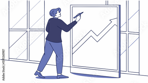 man in Professional Blouse | Glass Wall Sketching (Corporate Blue Theme)