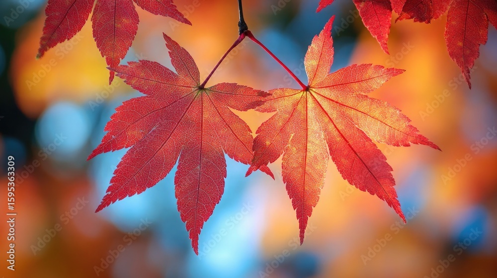 Stunning Red Maple Leaves in Autumn, Fall Foliage Capturing Vibrant Seasonal Change Stunning Red Maple Leaves in Autumn, Fall Foliage Capturing Vibrant Seasonal Change