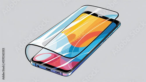  Screen protector film applying on smartphone screen