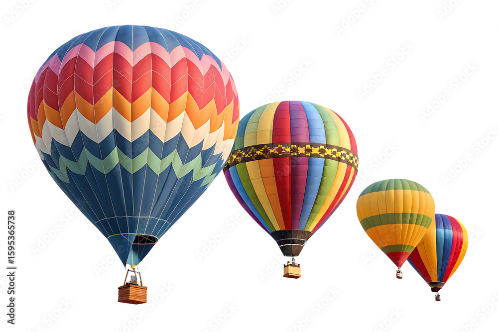 Naklejka premium a group of colorful hot air balloons isolated on AI Generated by PNG