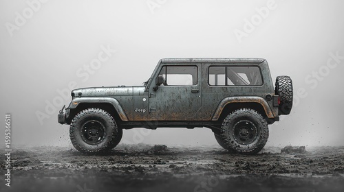 Muddy Jeep Wrangler Off-Road Adventure