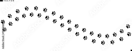 Leopard paw prints silhouette. Panther paw prints vector 