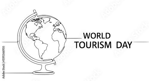 Outline vector globe design for World Tourism Day celebration  