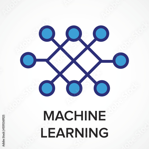 Machine Learning – AI Data Processing and Predictive Analytics Concept, Machine Learning icon, Neural Network Icon for AI and Data Science