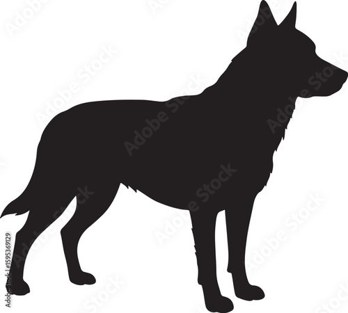 Sleek Canine Silhouette: A Striking Portrait of a Dog in Profile, Dog Silhouette in Profile: A Clean and Modern Image Suitable for Design Projects