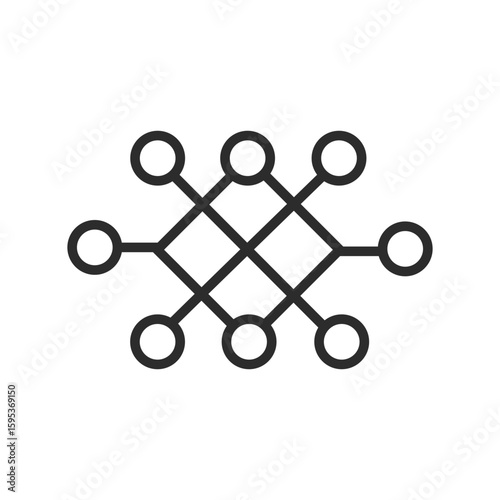 Machine Learning icon solid outline – AI Data Processing and Predictive Analytics Concept, Neural Network Icon for AI and Data Science