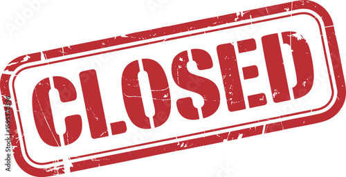 Red Closed Stamp Vector Illustration: Grunge Effect on Transparent Background - Business Closure Sign for Storefronts and Service Announcements