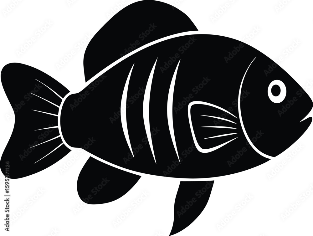 Obraz premium Firemouth Cichlid silhouette vector art illustration