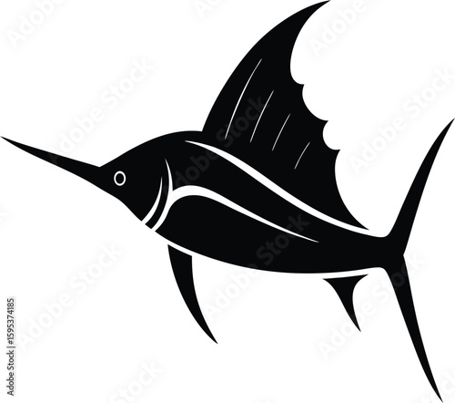Sailfish Silhouette Vector Art Illustration
