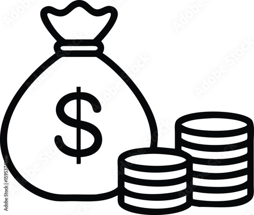 Money Bag with Coins Icon