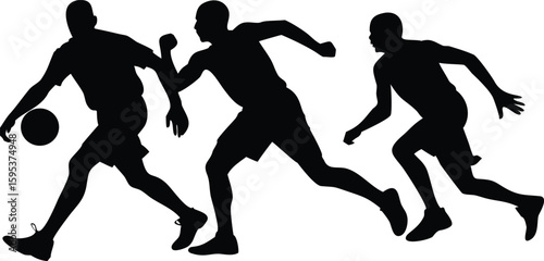 Basketball players dribbling running and passing vector