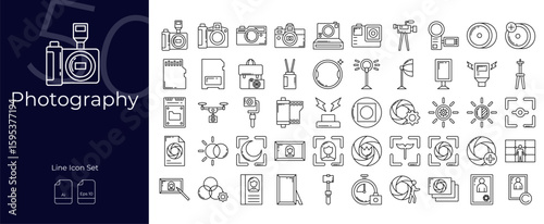 Photography Line Editable Icons set. Vector illustration in modern thin line style of Photography icons: photo, photograph, picture, etc