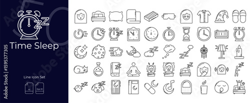 Time Sleep Line Editable Icons set. Vector illustration in modern thin line style of Time Sleep icons: rest, night, dream, etc