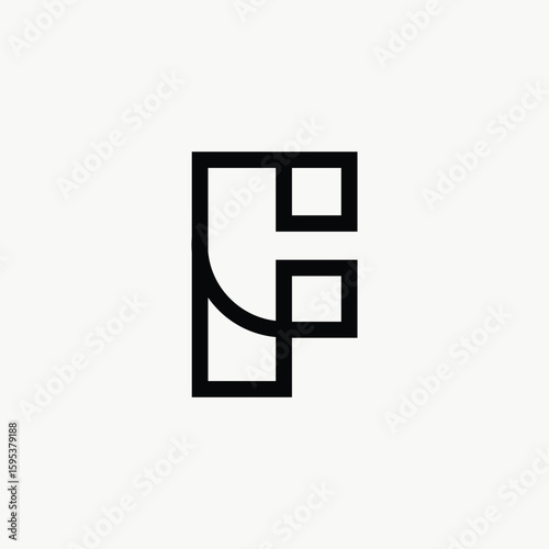 Free Download Letter F or FP or FC Linear monogram with white background.  - GFXLoad