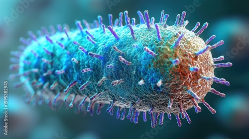 Microscopic View of a Bacteriophage Virus: A Detailed 3D Render of a Viral Structure