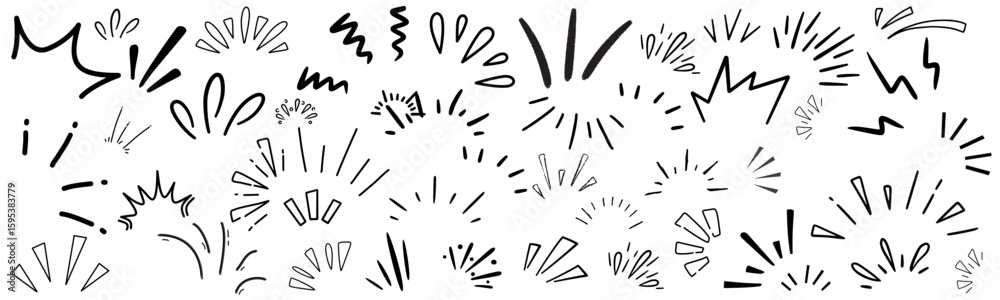 Fototapeta premium Hand drawn doodle bursts on white background. 