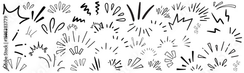 Hand drawn doodle bursts on white background. 