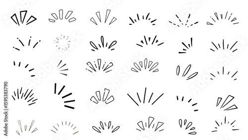 Hand drawn doodle bursts on white background. Unique, creative vector design elements. Perfect for professional and personal use.