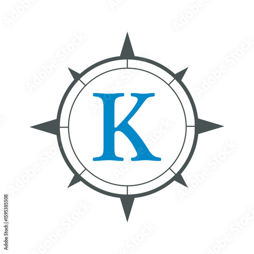 Compass Logo combine with letter K vector template