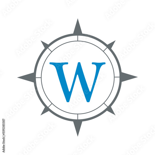 Compass Logo combine with letter W vector template