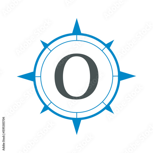 Compass Logo combine with letter O vector template