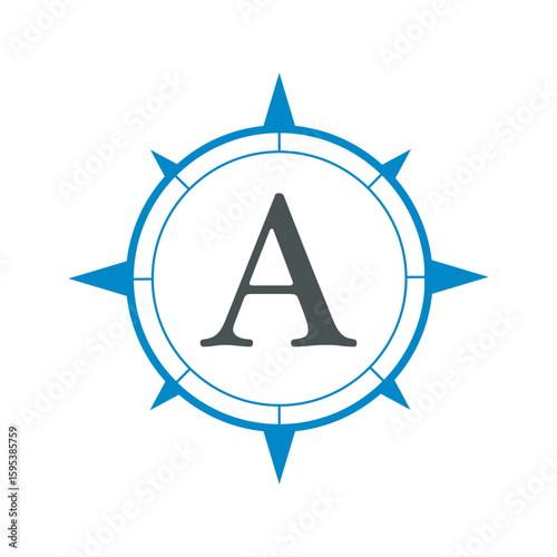 Compass Logo combine with letter A vector template