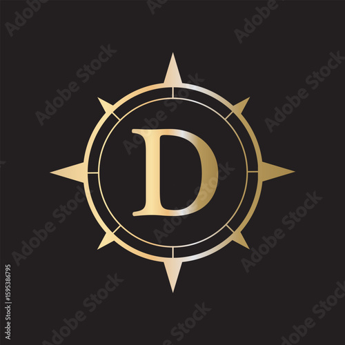 Compass Logo combine with letter D vector template