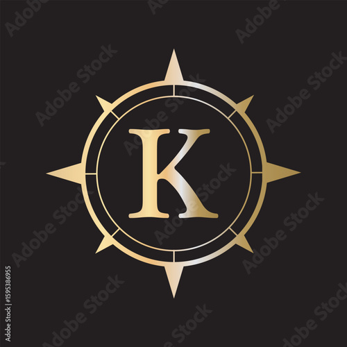 Compass Logo combine with letter K vector template