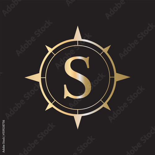 Compass Logo combine with letter S vector template