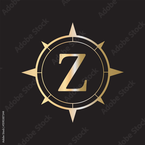 Compass Logo combine with letter Z vector template