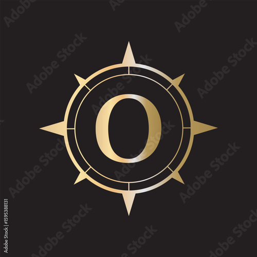 Compass Logo combine with letter O vector template