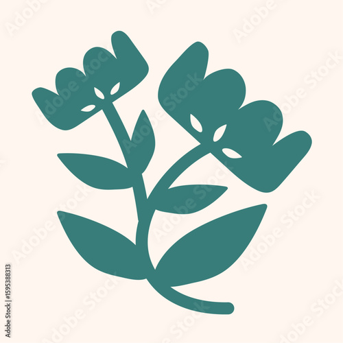 Floral hand drawn organic shape twoo flower doodle in retro hippie style 60s 70s for seamless pattern, prints and posters. Vector illustration.