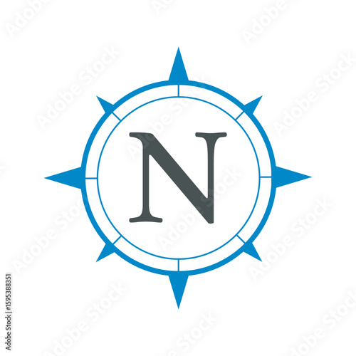 Compass Logo combine with letter N vector template