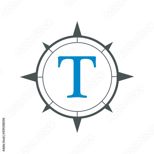 Compass Logo combine with letter T vector template
