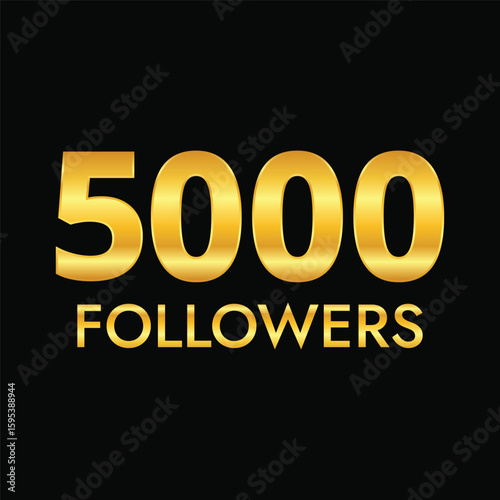 5000 followers completed vector design on black background