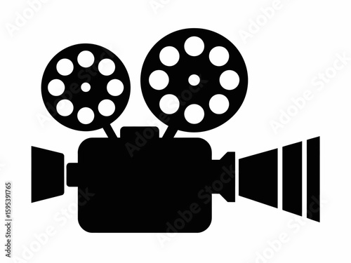 Classic Movie Camera Silhouette Vector Illustration for Film and Entertainment Industry Projects