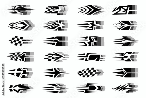 Dynamic Collection of Car Stripes and Vehicle Graphics with Racing and Decorative Elements for Customization