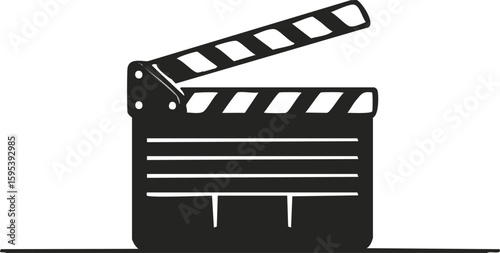 party clapperboard icon silhouette vector illustration.illustration, vector, cinema, clip art, director, event, film, flying, graphic, horizontal, media, outline, party, purple, record, silhouette, 