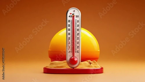 Thermometer's Perspective on Hotness: An artistic depiction of a thermometer registers high temperature and warmth, symbolizing heat on a bright background. 