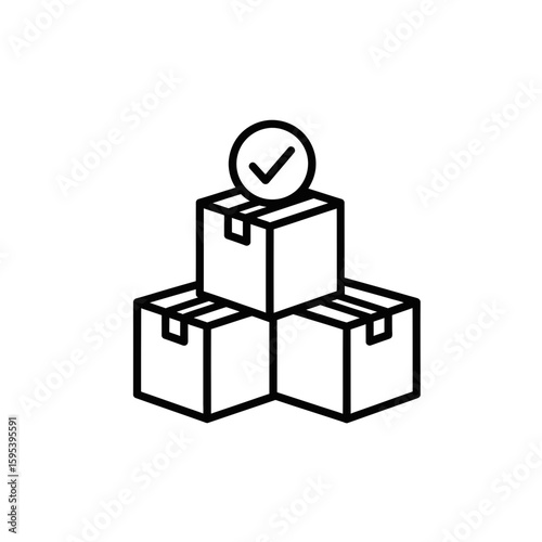 Stacked boxes with check mark symbolizing delivery concept of vector icon  