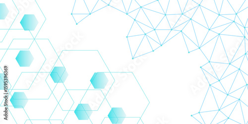 Health care and science medical pattern innovation. Light gradient of hexagons of different shapes with plexus effect. Abstract geometric hexagons shape medicine and science background.