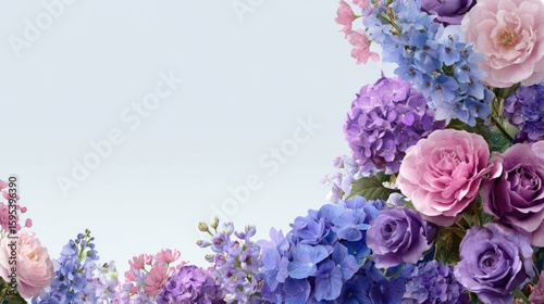 Wallpaper Mural Frame of colorful flowers on white background.  for display or montage your products. Mockup for display of product. Torontodigital.ca