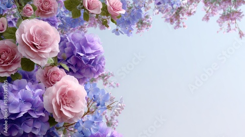 Frame of flowers on white background.